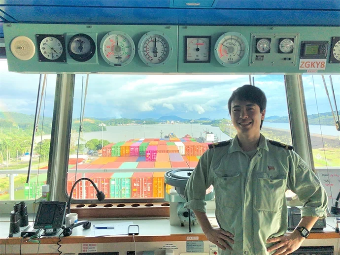 (Right) Takemata transiting the Panama Canal