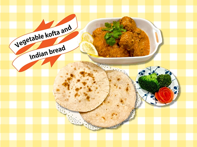 Vegetable kofta　Indian-bread