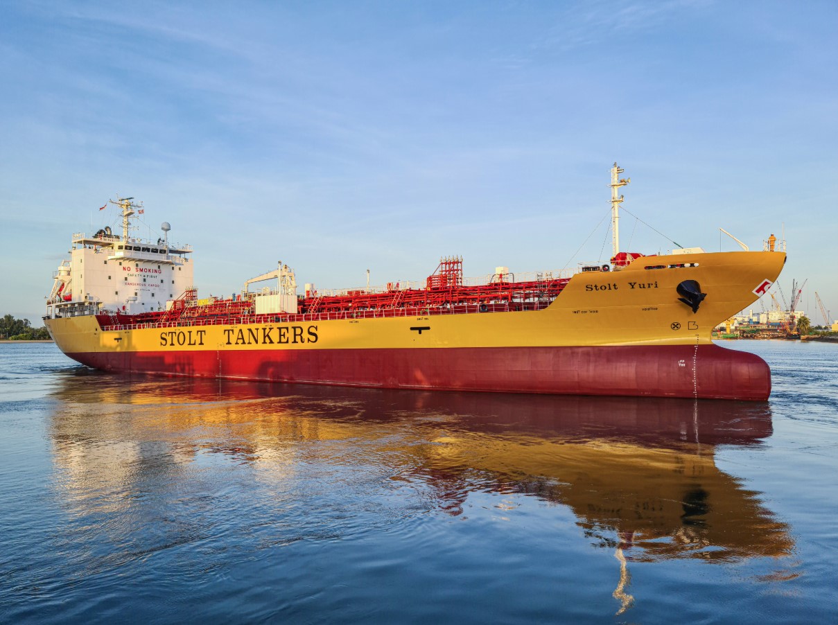 Chemical tanker Stolt Yuri (approx. 12,000 DWT), owned by NYK Stolt Shipholding Pte. Ltd. and operating on intra-Asian routes