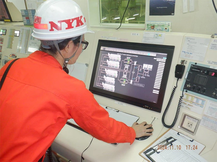 Chief Engineer Yano managing onboard operations
