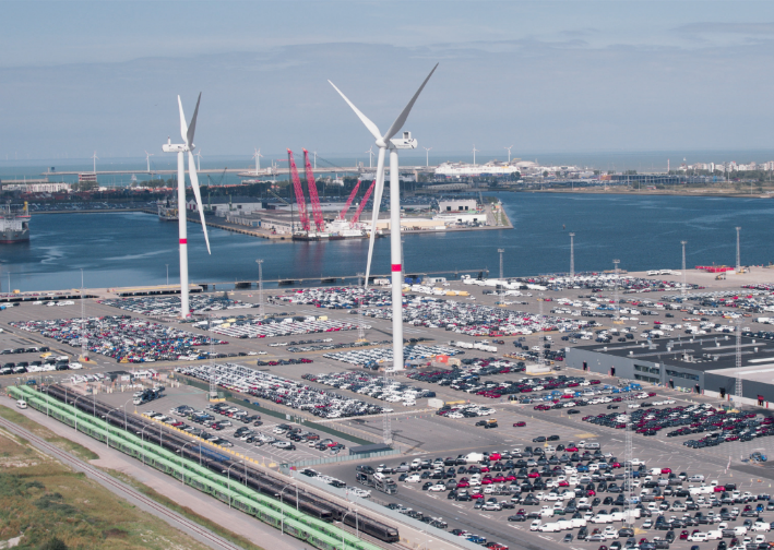 ベルギー 完成車ターミナルで風力発電稼働開始 日本郵船株式会社