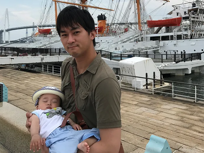 帆船海王丸パークにて愛息子と