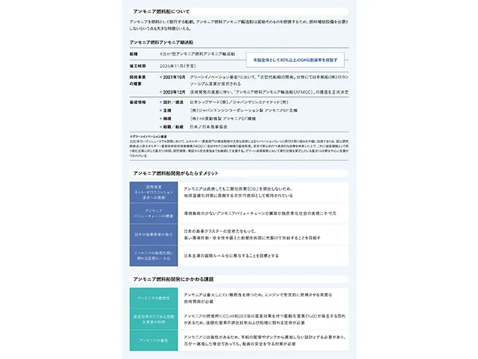 アンモニア燃料船について・メリットと課題